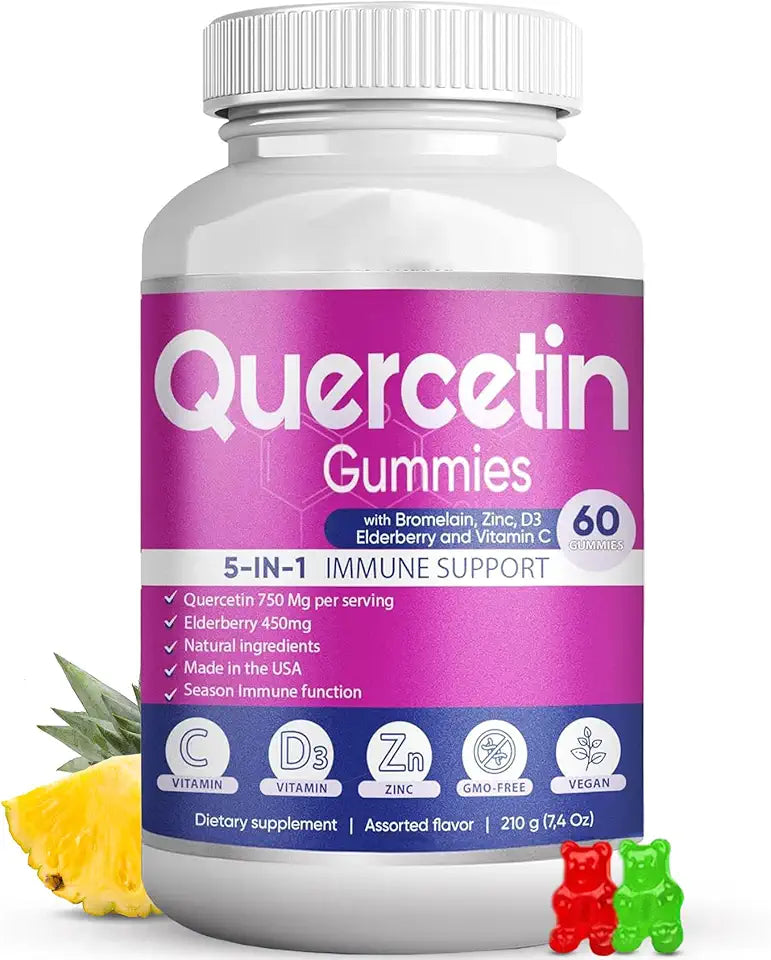 Quercetin Gummies with Bromelain Vitamin C Zinc Elderberry Vitamin D3 U701171