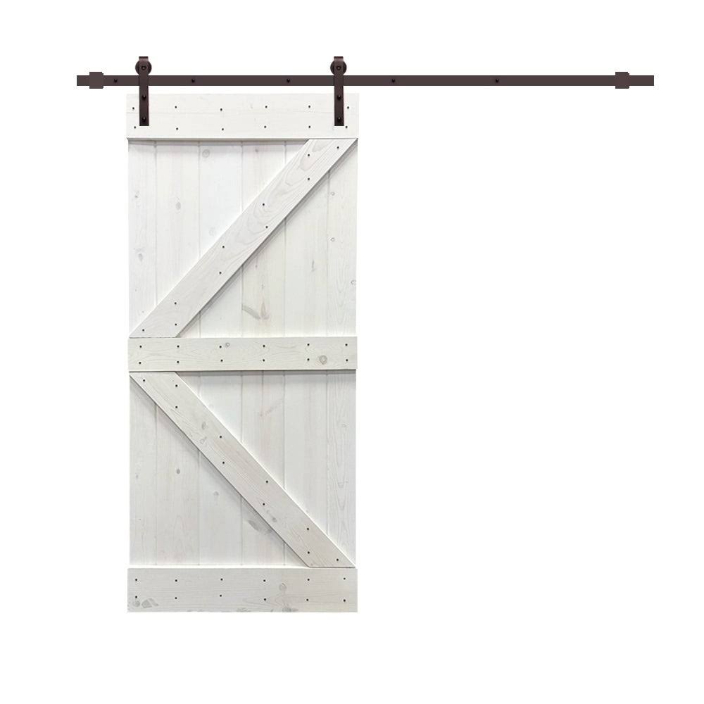 Jungle Green Stained Wood Interior Sliding Barn Door with Hardware Kit F759064