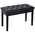 Black Faux Leather Two Person Piano Bench I607
