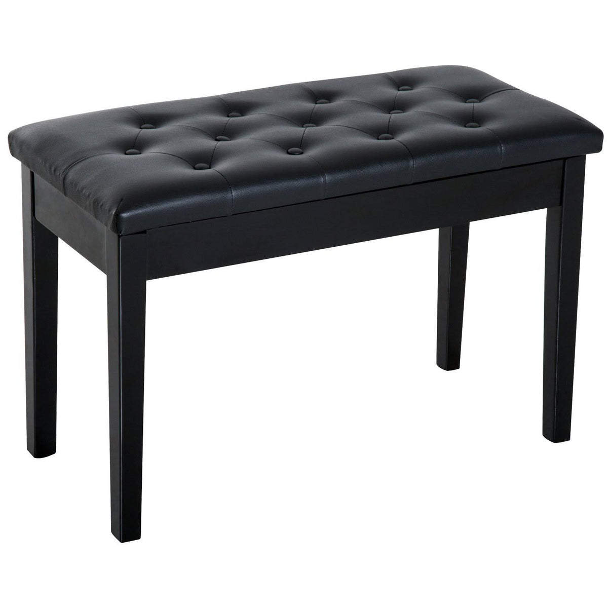 Black Faux Leather Two Person Piano Bench I607