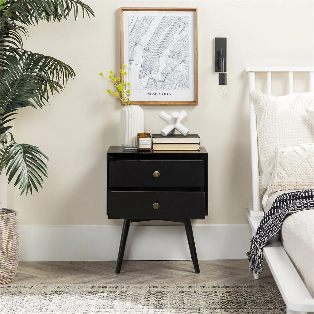 Black 2-Drawer Nightstand I90984