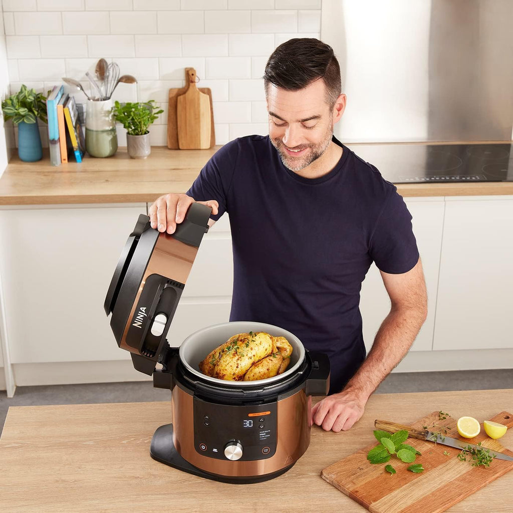 Restored Ninja 8 Qt. Pressure Cooker Steam Fryer with 5 Qt. Crisp Basket J6669
