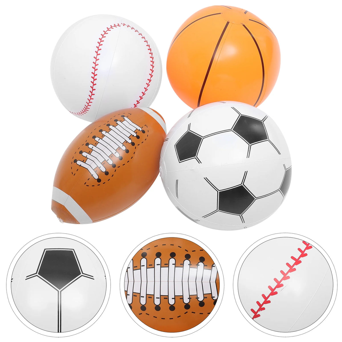 Inflatable Ball 4pcs Beach Ball Soccer Basketball Baseball P67799