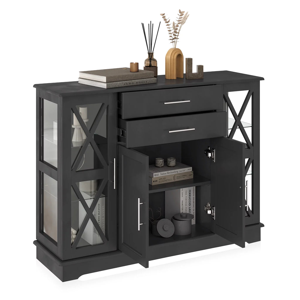 Black Wood Storage Sideboard Buffet Cabinet K8815