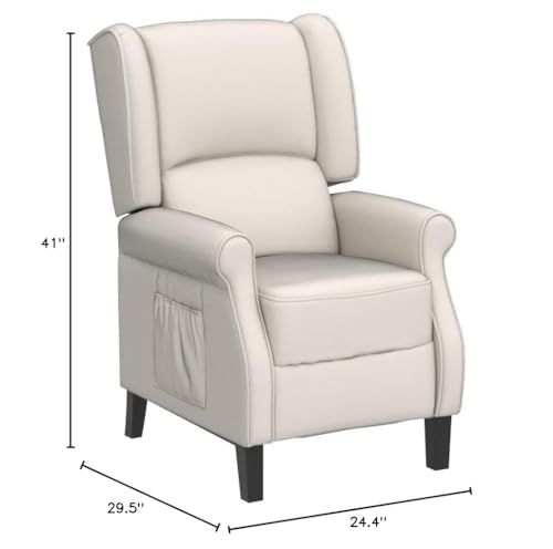Beige Fabric Wingback Recliner Chair with Heat and Massage S6816