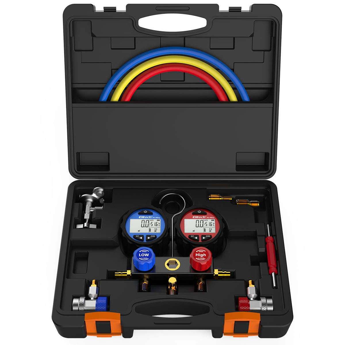 AC Manifold Gauge Set 2 Way with Hoses Coupler Adapters Carrying Case W7434