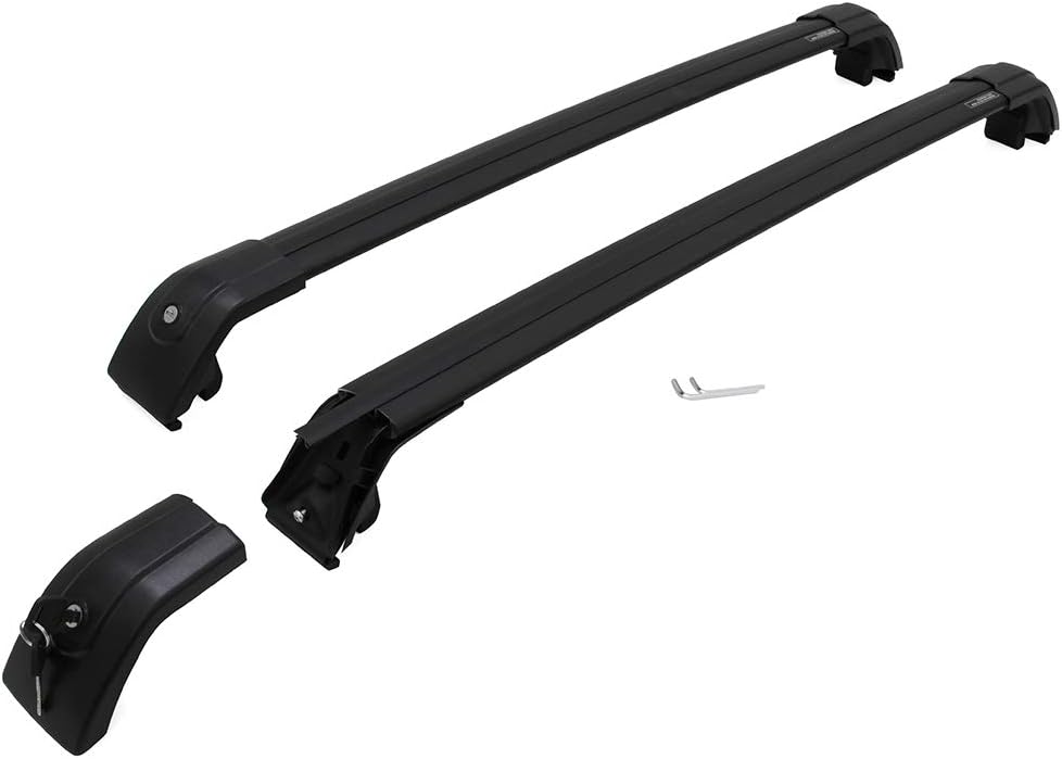 Black Adjustable Lockable Roof Rack Side Rails Cross Bars P8232