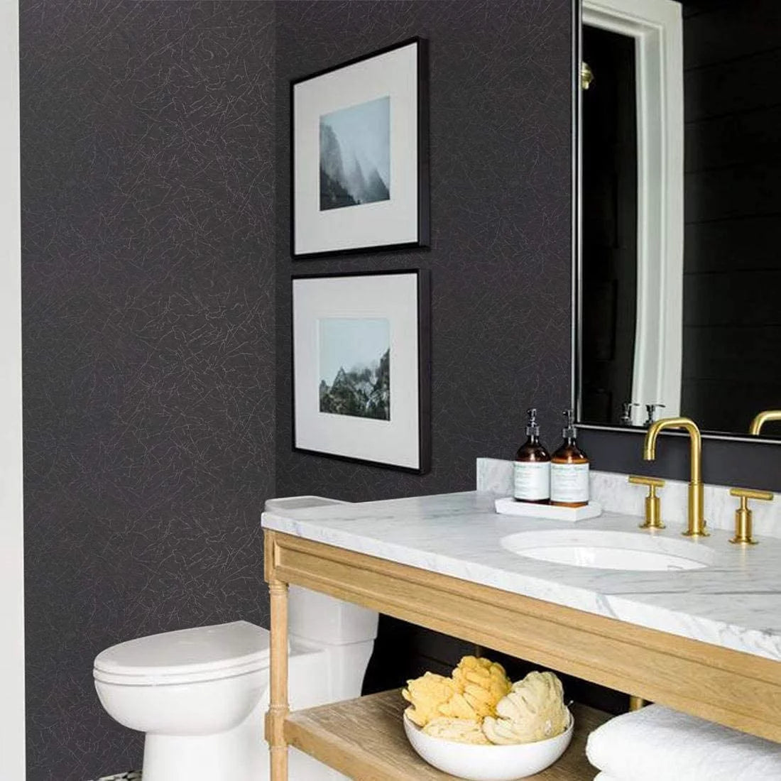 Black Peel and Stick Silk Wallpaper U406493