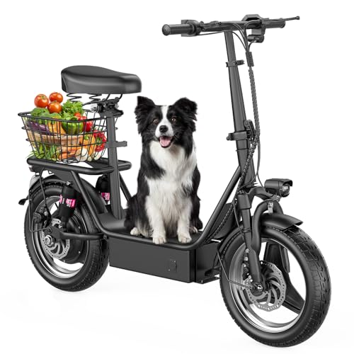 500W Peak Motor Sit Down E Scooter with Basket, 14" Pneumatic Tire C925