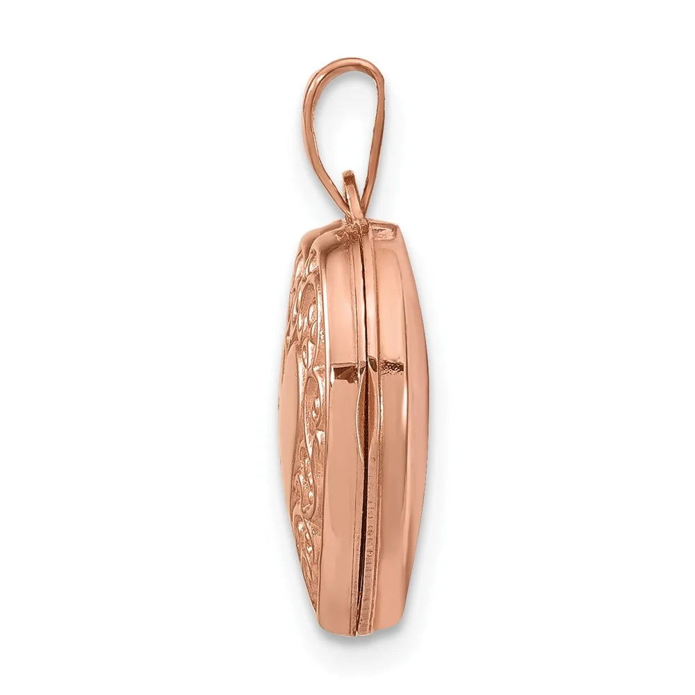 14K Rose Gold 15 mm Heart Locket Pendant Q324