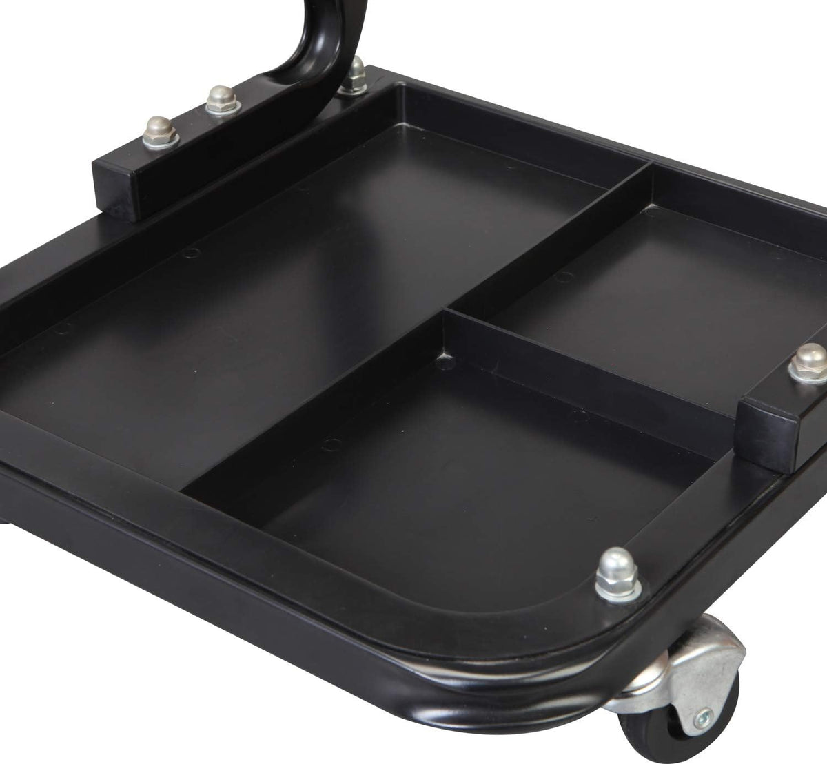 Black Padded Mechanic Stool with Tool Tray Storage U12790