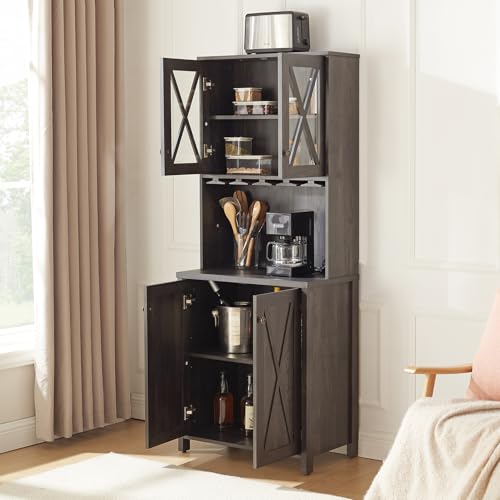 Grey Wood Storage Cabinet with Microwave Stand M6127