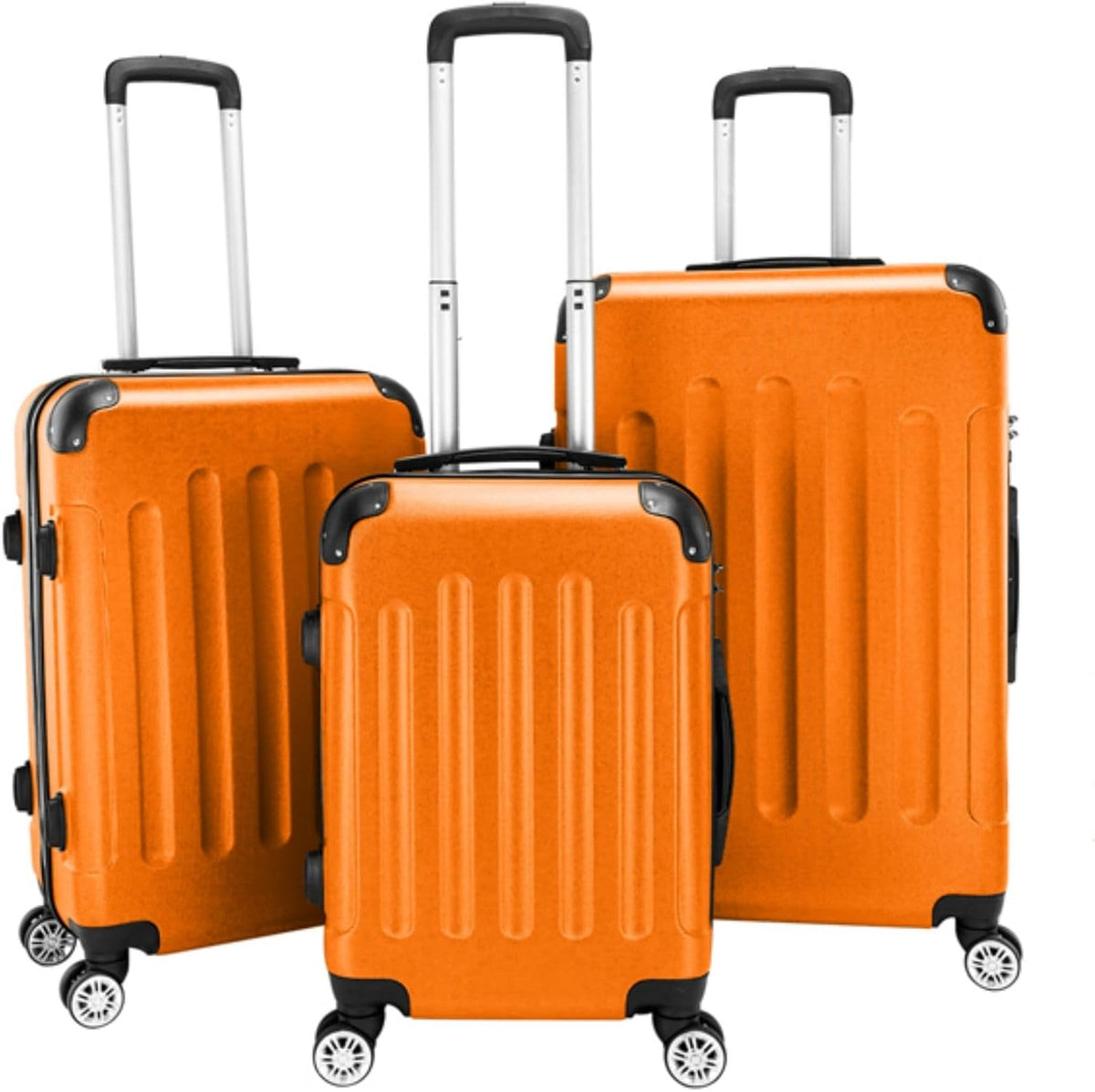 3 Piece Set Hardside Roller Suitcase 20" / 24" / 28" Set, Orange, Blue M7558