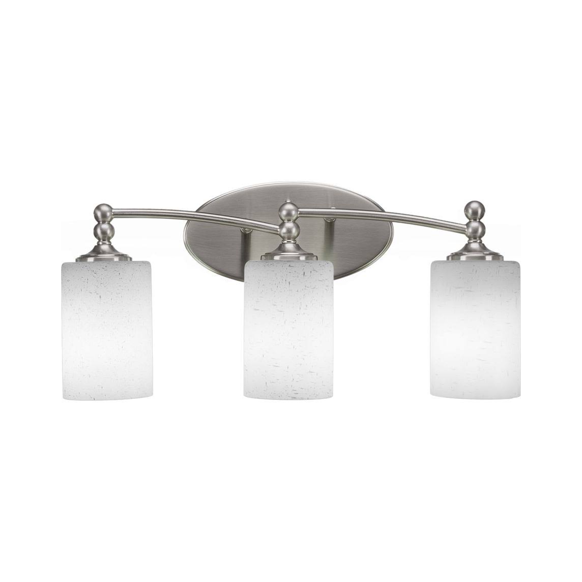 3 Light 20 inch Bath Bar Brushed Nickel White Glass S5849