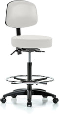 Black Vinyl Rolling Adjustable Doctor's Stool with Back X692