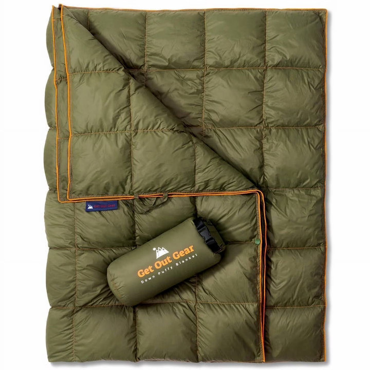 Puffy Packable Water-Resistant Camping Blanket (Olive) Q834