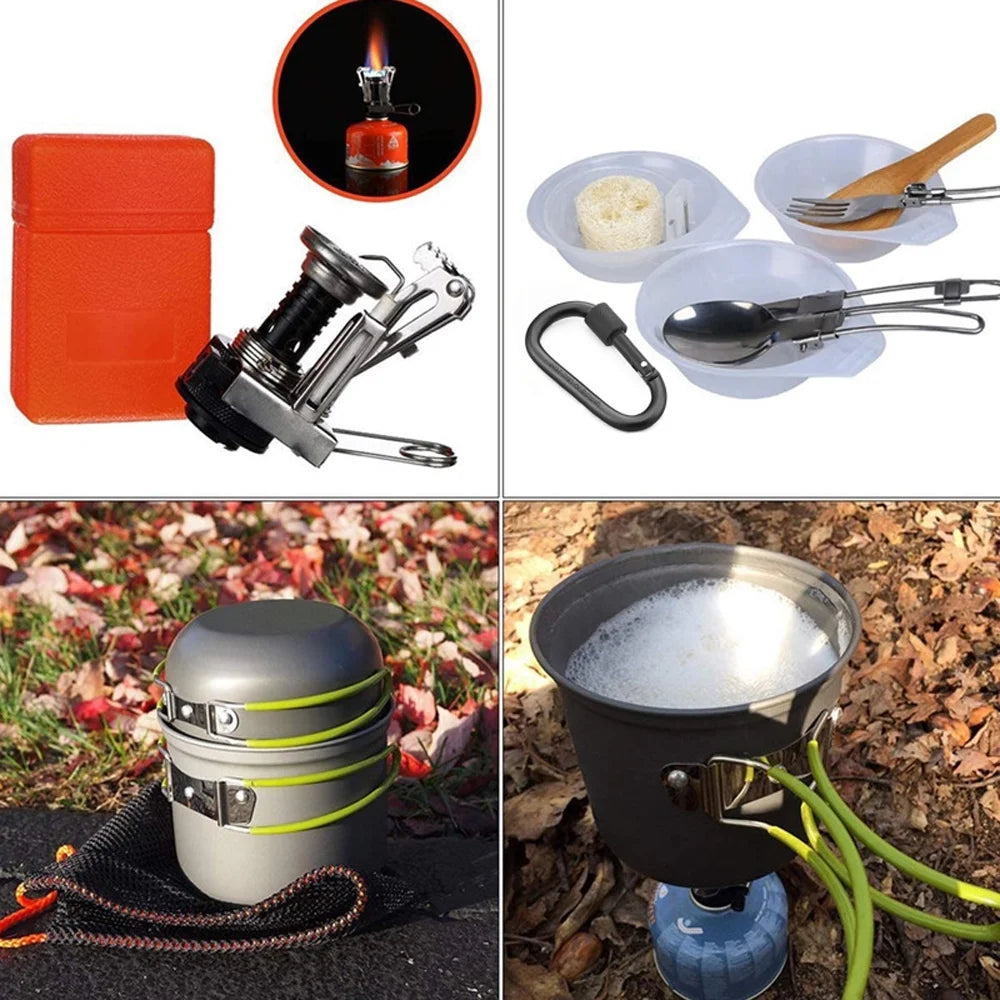 Camping Hiking Cookware Set Portable Pot Kit G799654