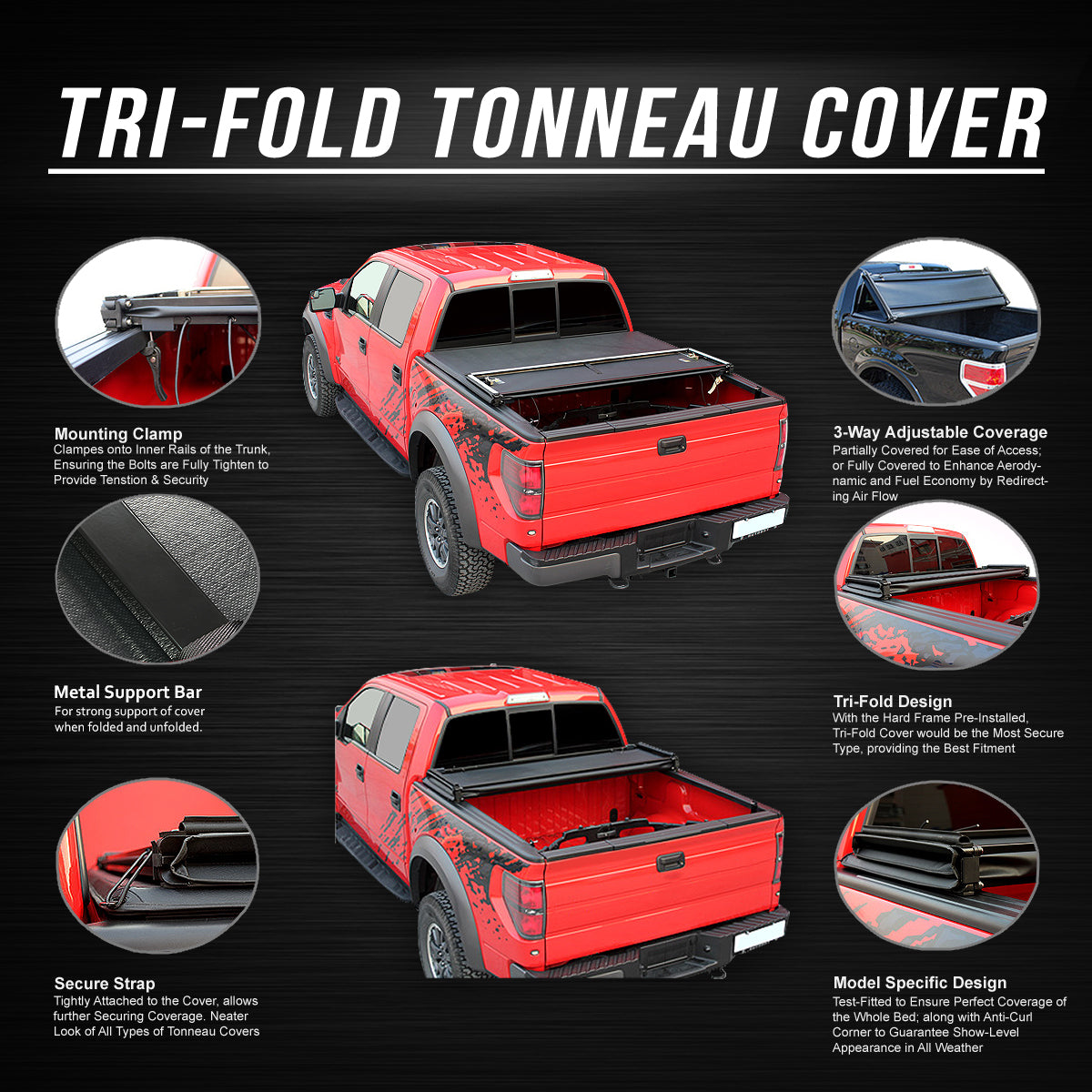 Tri Fold Soft Top Tonneau Cover A407