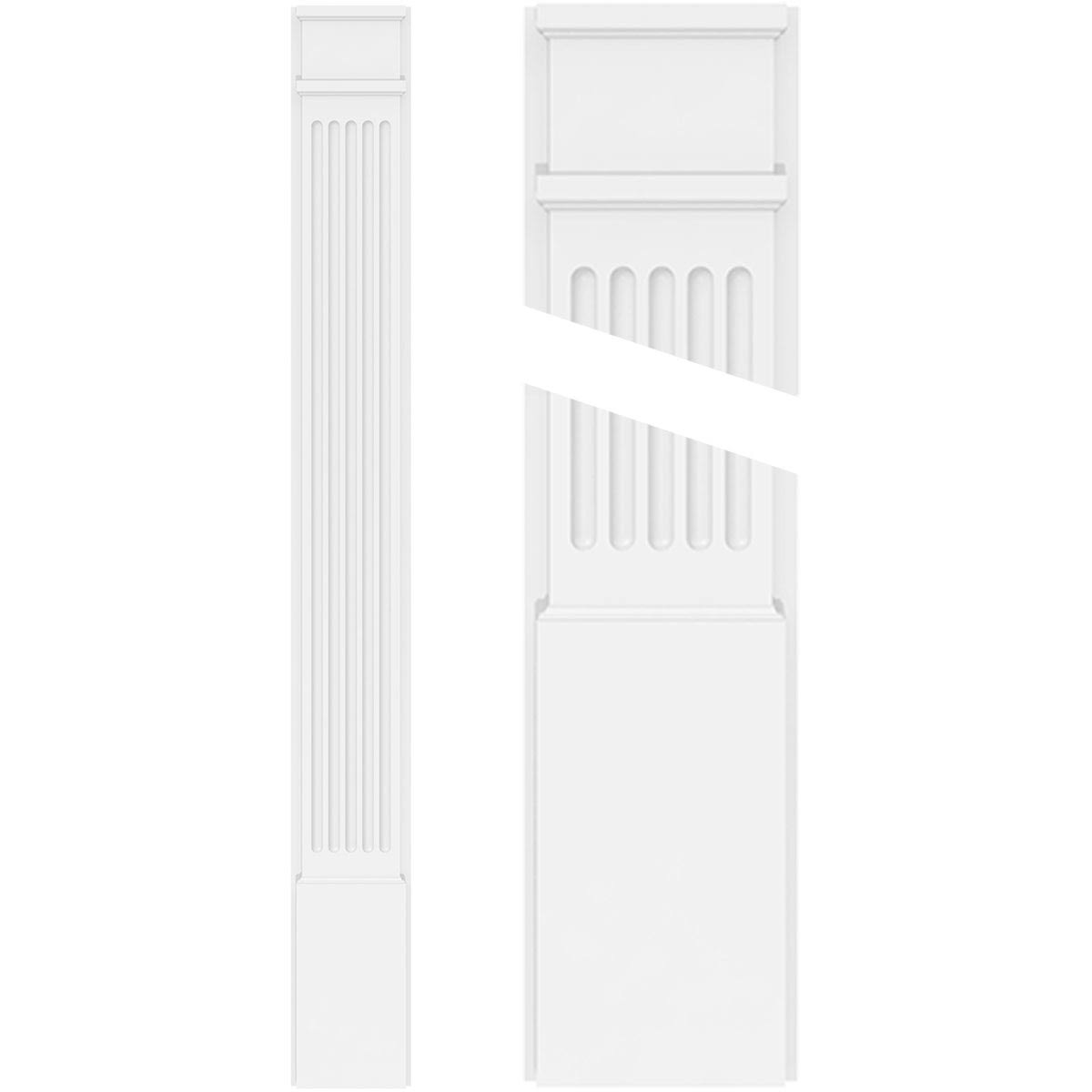 Fluted PVC Pilaster with Decorative Capital and Base (Pair) S298