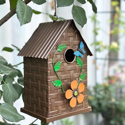 Metal Bird Houses for Outside Hanging, Colorful Hand-Painted Birdhouses G51537