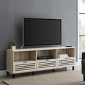 70 Inch Dark Walnut Slatted Wood TV Stand P111817