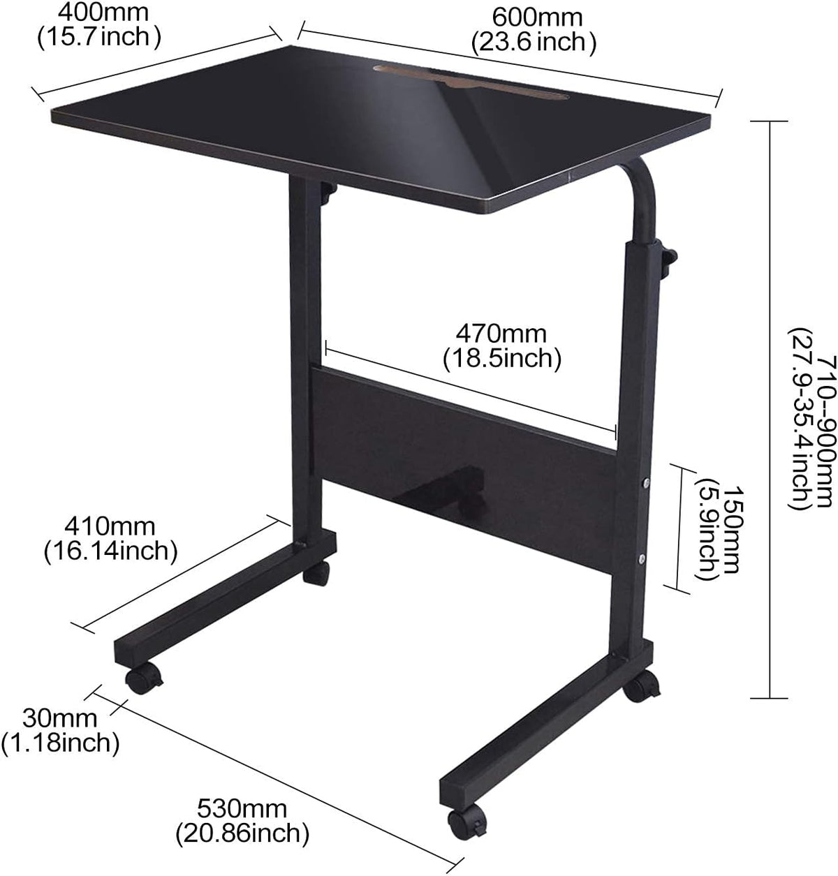 Height Adjustable Sofa Side Table with Wheels W29529