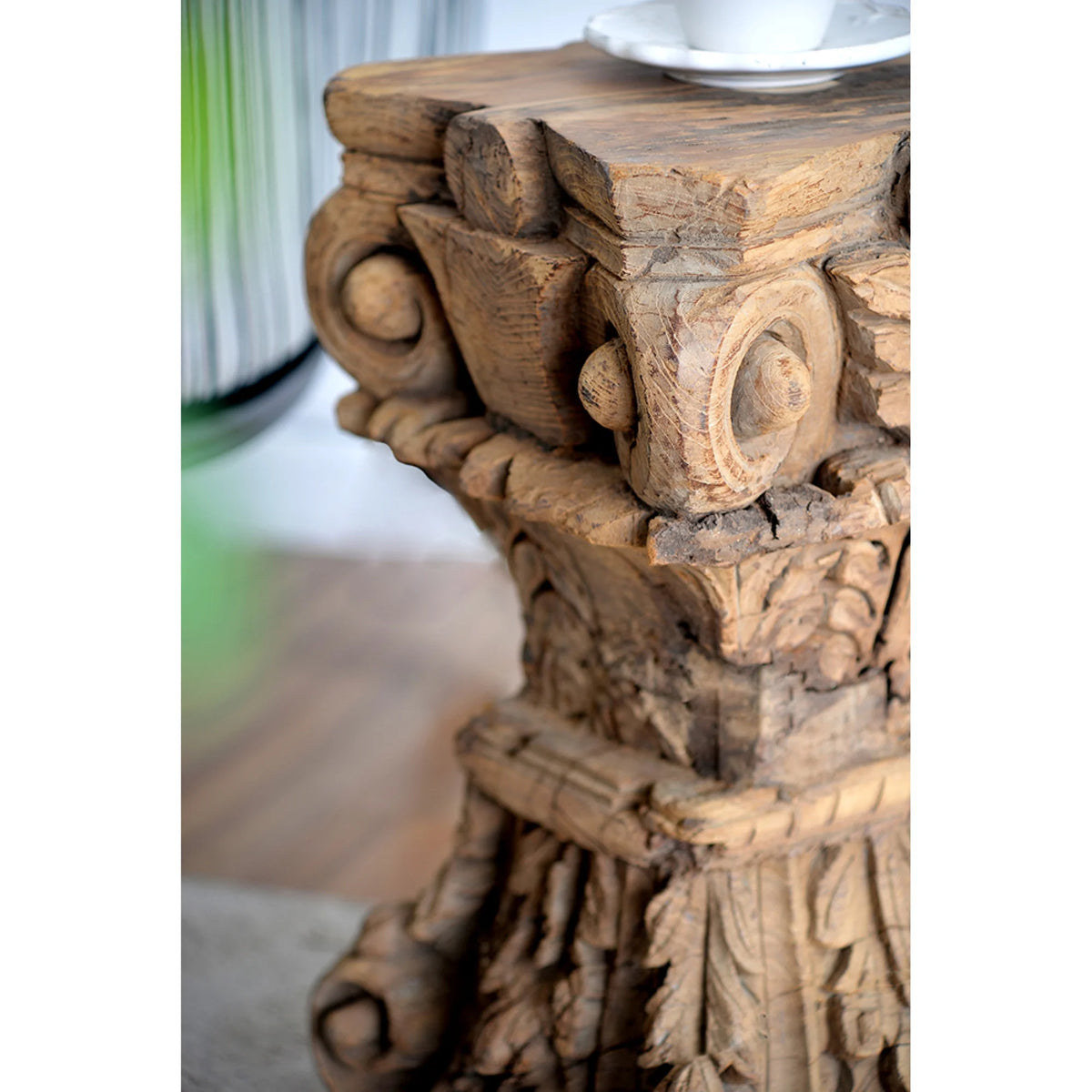 Carved Wooden Pillar Base Stool T221807