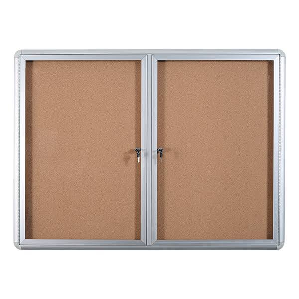 Cork Bulletin Enclosed Cabinet 36x48x22 2 Door Aluminum Frame Y63900