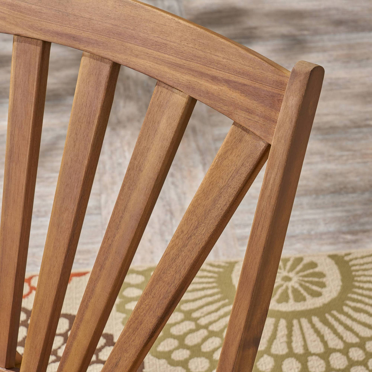 Teak Finish Acacia Rocking Chair with Footrest X258341