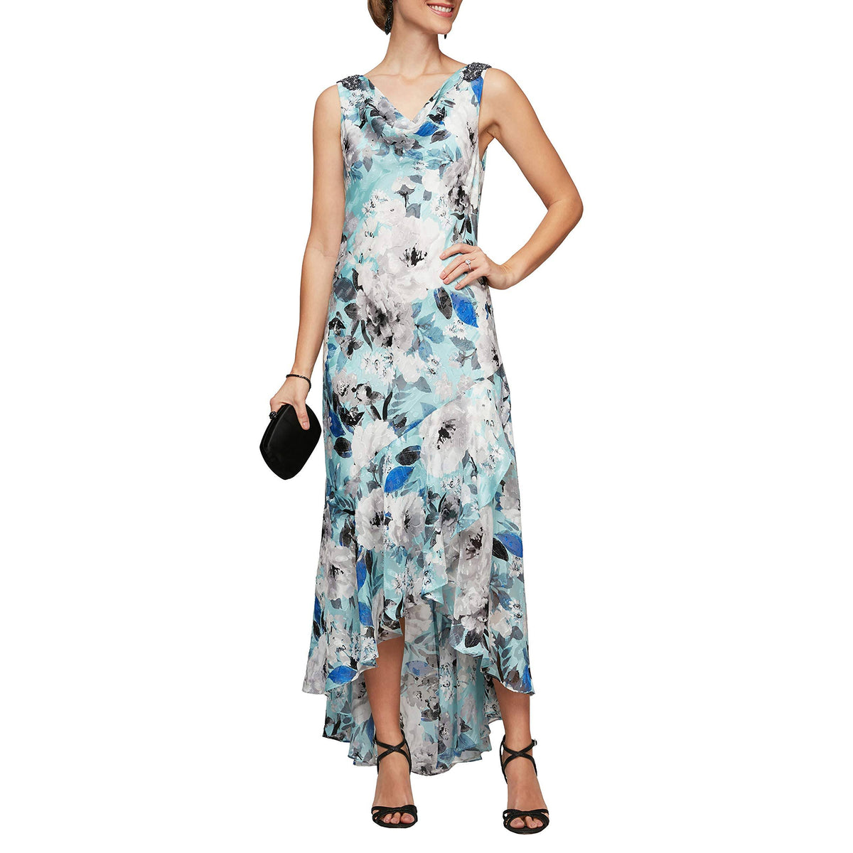 Floral Chiffon Gown J892821