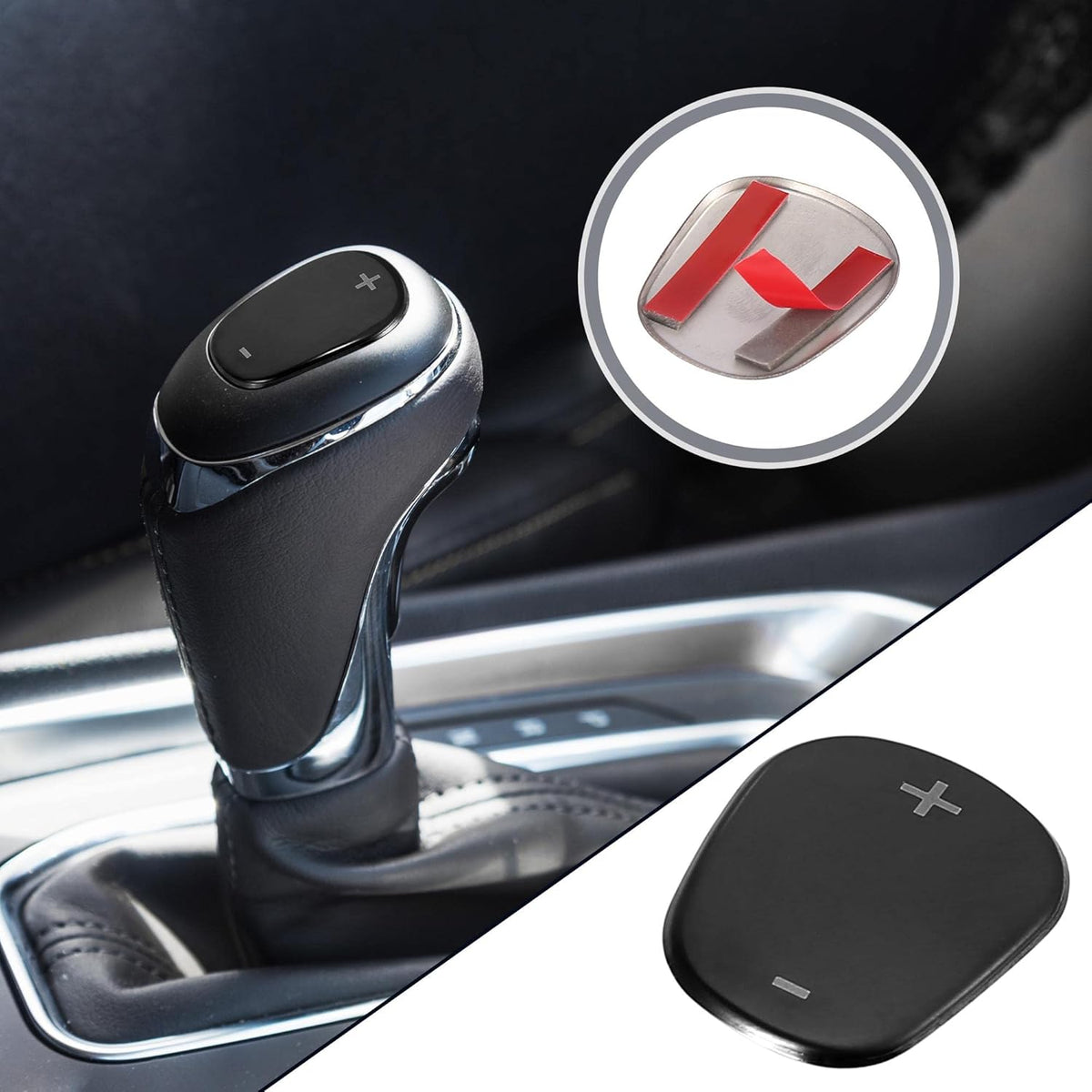 Car Gear Shift Knob Cover Sticker Stainless Steel Black Pack of 2 S798