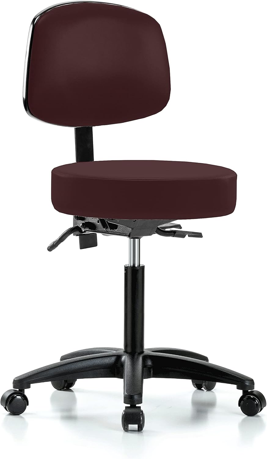 Black Vinyl Rolling Adjustable Doctor's Stool with Back X692