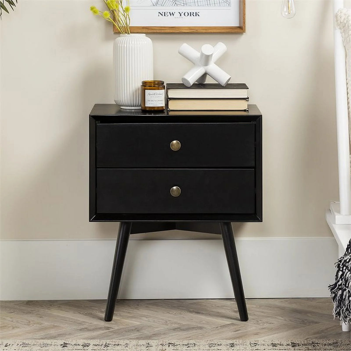 Black 2-Drawer Nightstand I90984