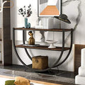48" Demilune Shape Console Table with Open Shelf Rustic Brown R226229