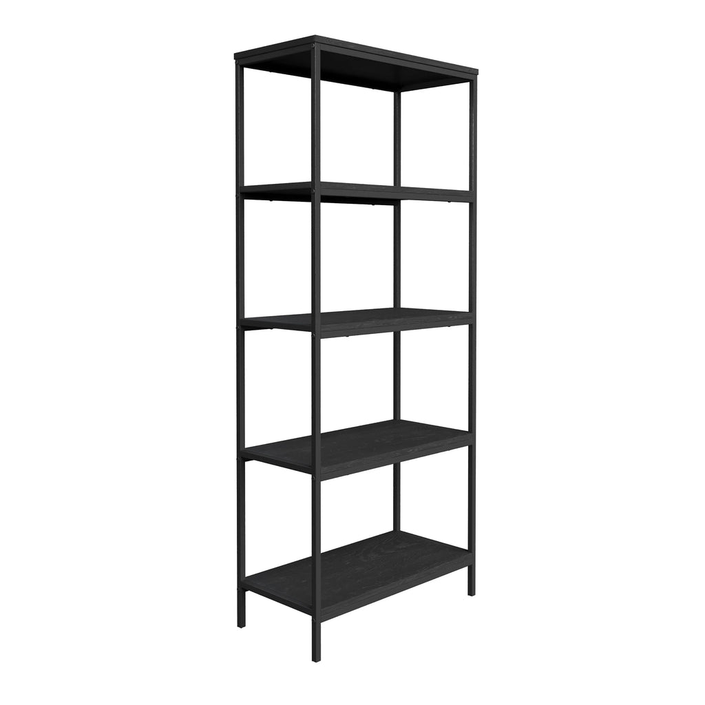 5-Tier Black Woodgrain Bookshelf D883