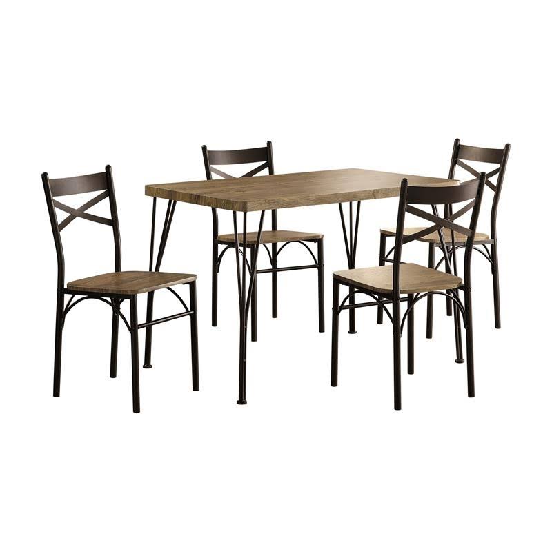 5-Piece Metal Dining Set Dark Bronze Natural M735978