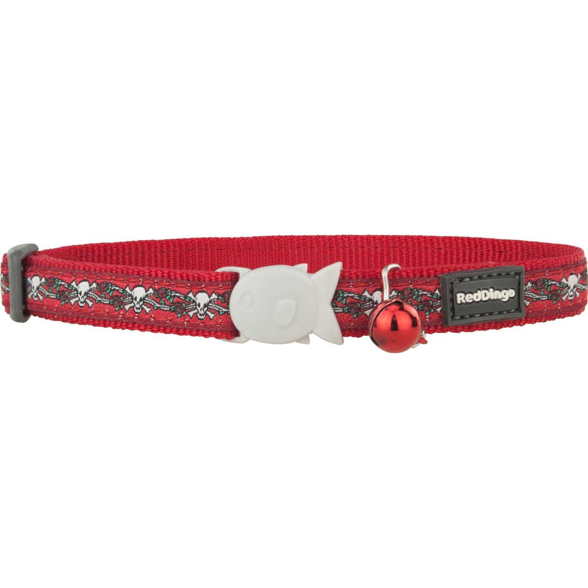 Red Dingo Cat Collar Skull & Roses Red L51414