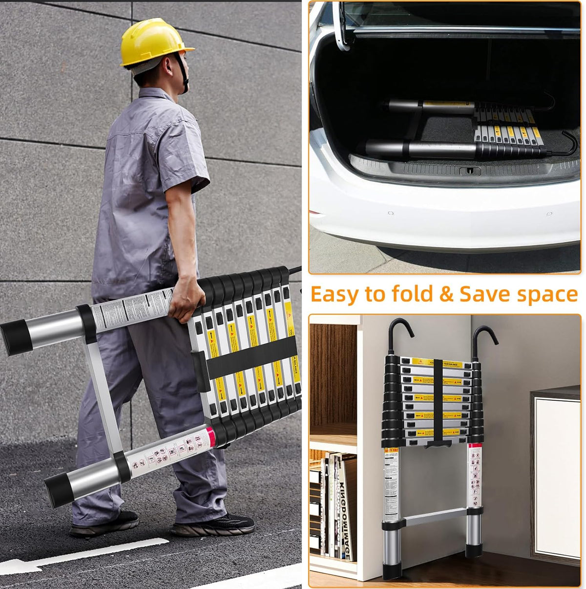 10.5ft Aluminum Telescoping Ladder with Hook M8220