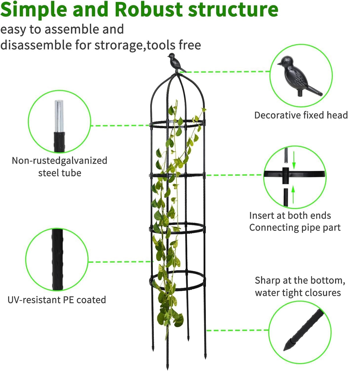 6ft Tall Plant Trellis for Climbing Plants L6738