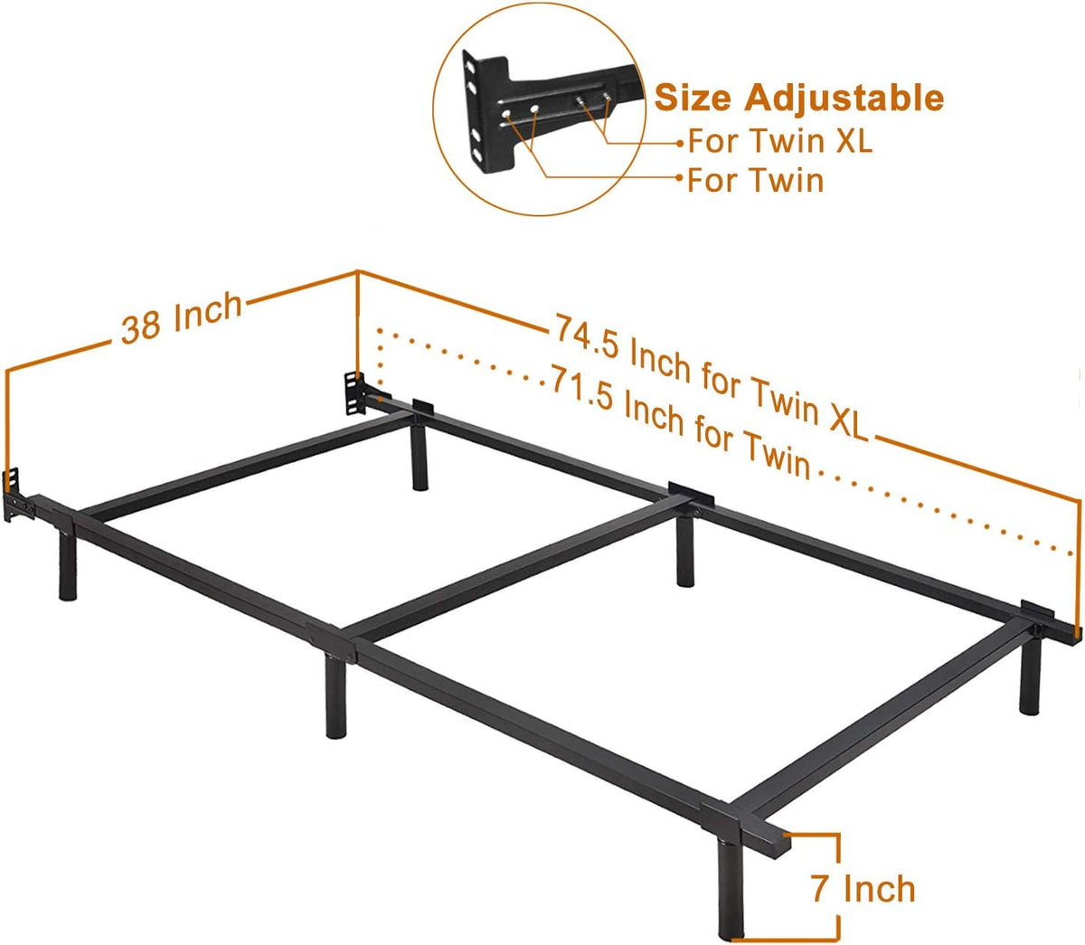 Adjustable Metal Bed Frame with 9-Leg Support E403