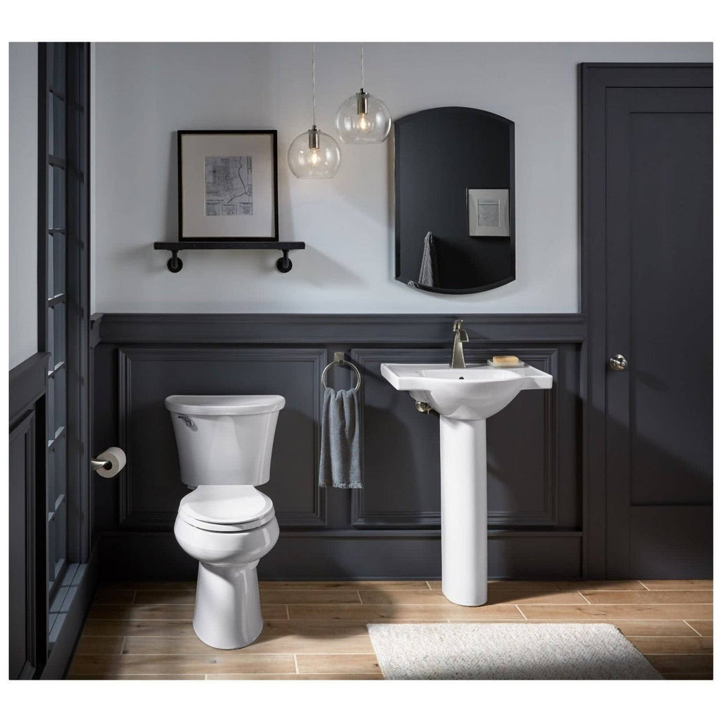 24 In. Pedestal Bathroom Sink Basin with Single Faucet Hole, Thunder Grey H432