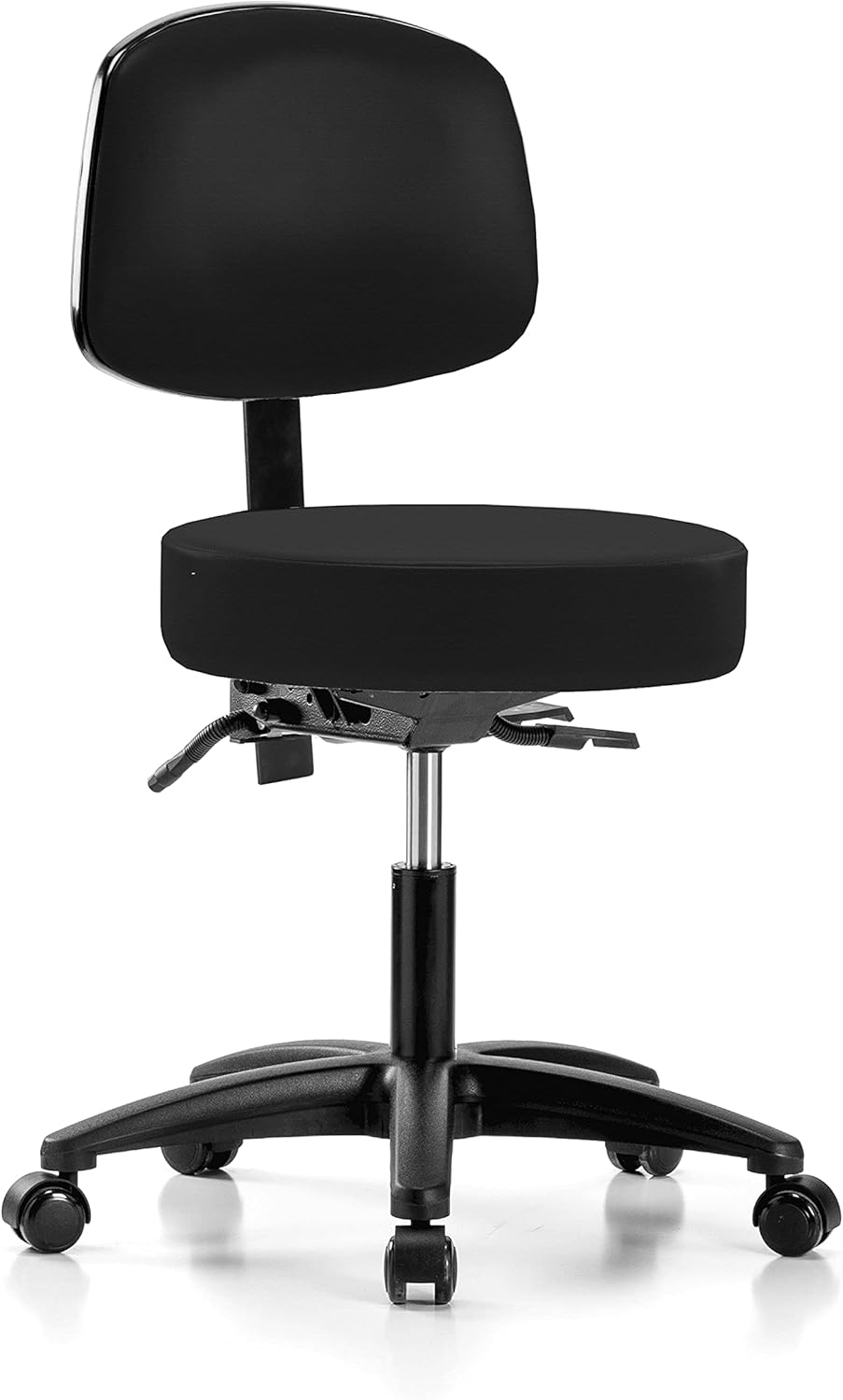 Black Vinyl Rolling Adjustable Doctor's Stool with Back X692