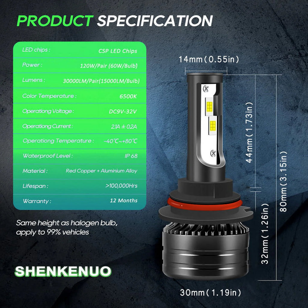 9007 HB5 LED Headlight Bulbs 2pcs P88007