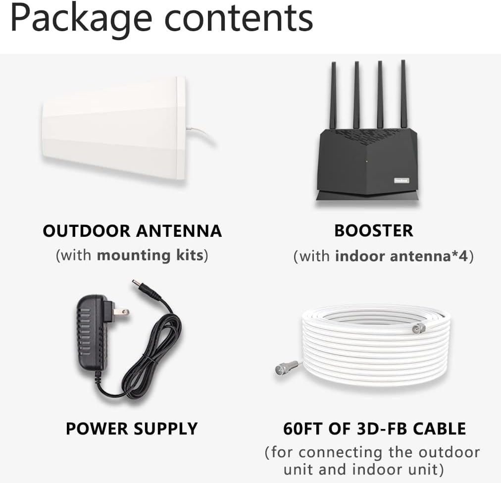 Cell Phone Signal Booster Kit, Up to 5,000 sq ft, 2G/3G/4G/5G LTE L28859