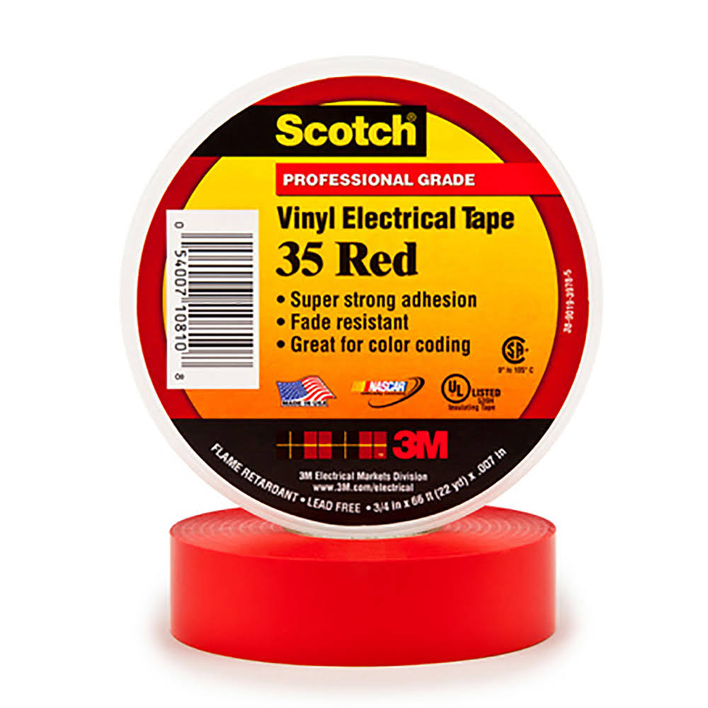 3/4x22 x 66& Red (10 Pack) Electrical Tape P5884