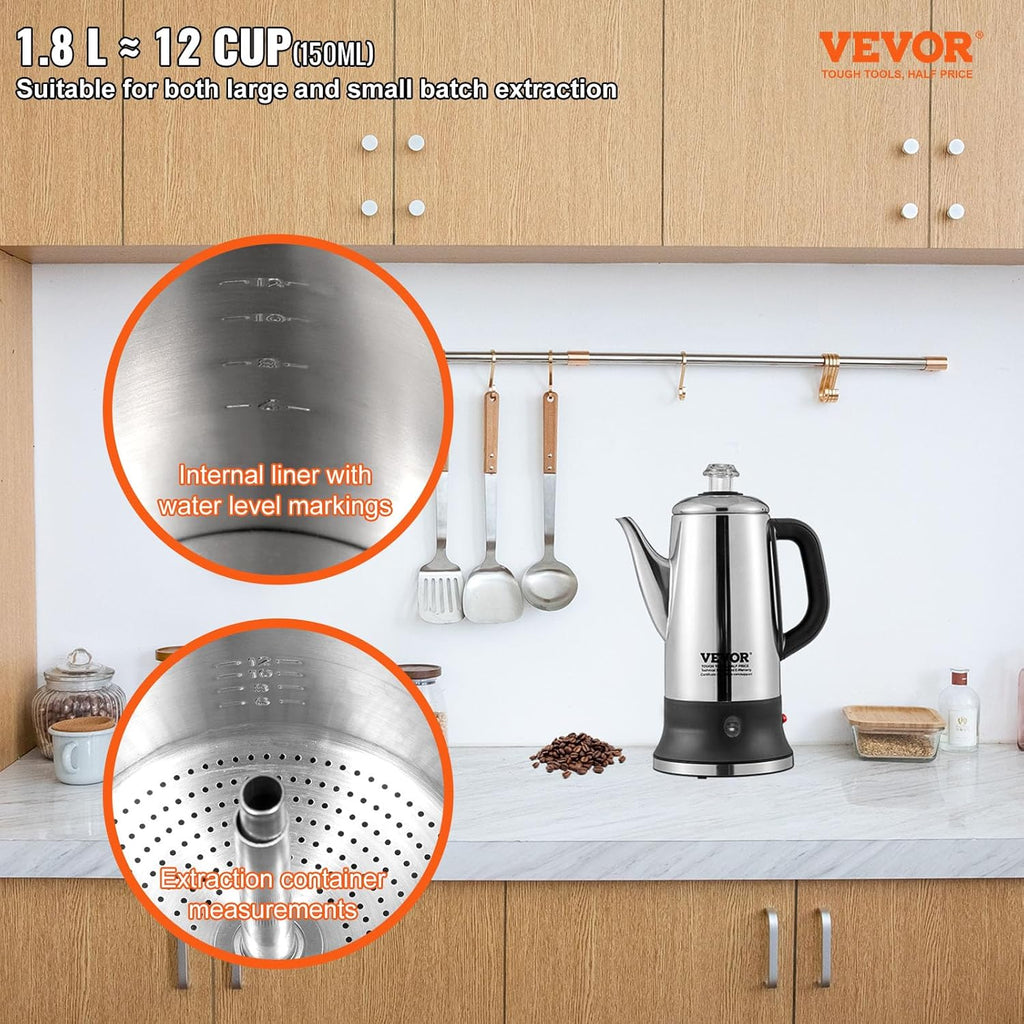 12-Cup 304 Stainless Steel Electric Coffee Percolator K404