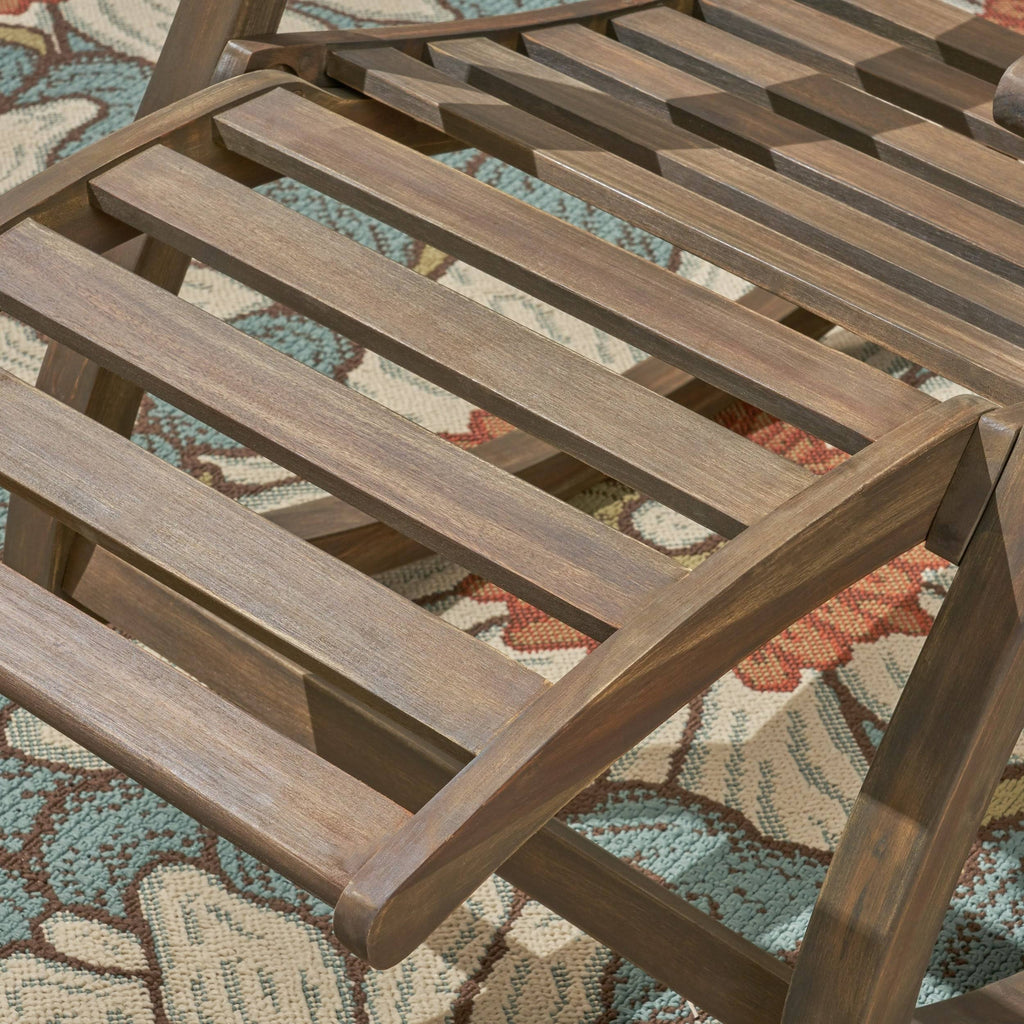 Teak Finish Acacia Rocking Chair with Footrest X258341
