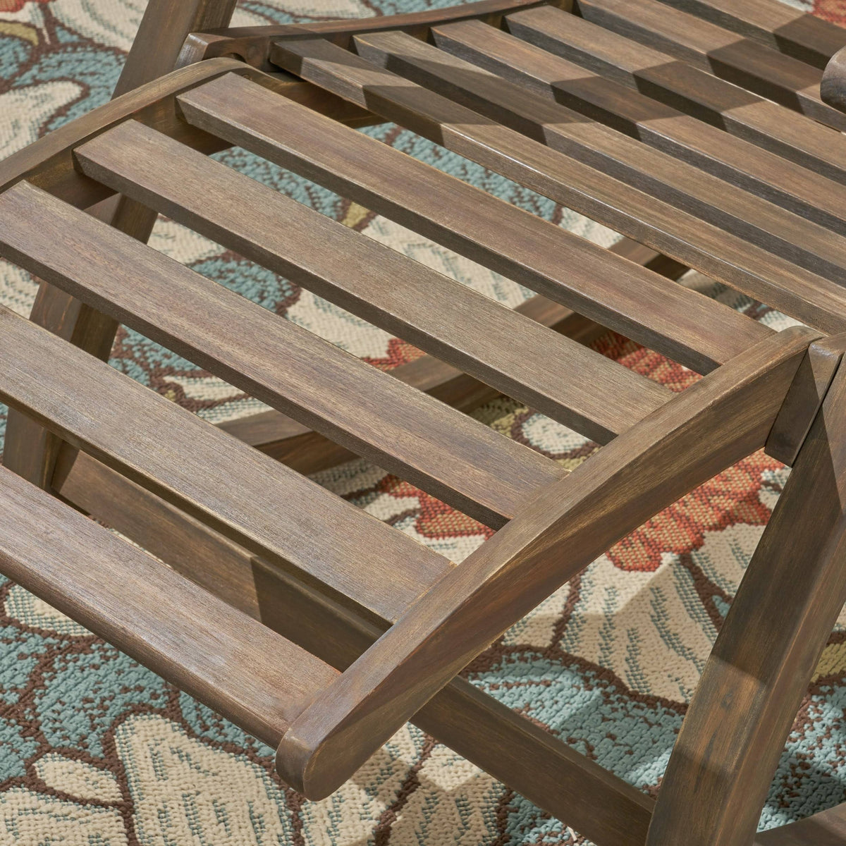 Teak Finish Acacia Rocking Chair with Footrest X258341