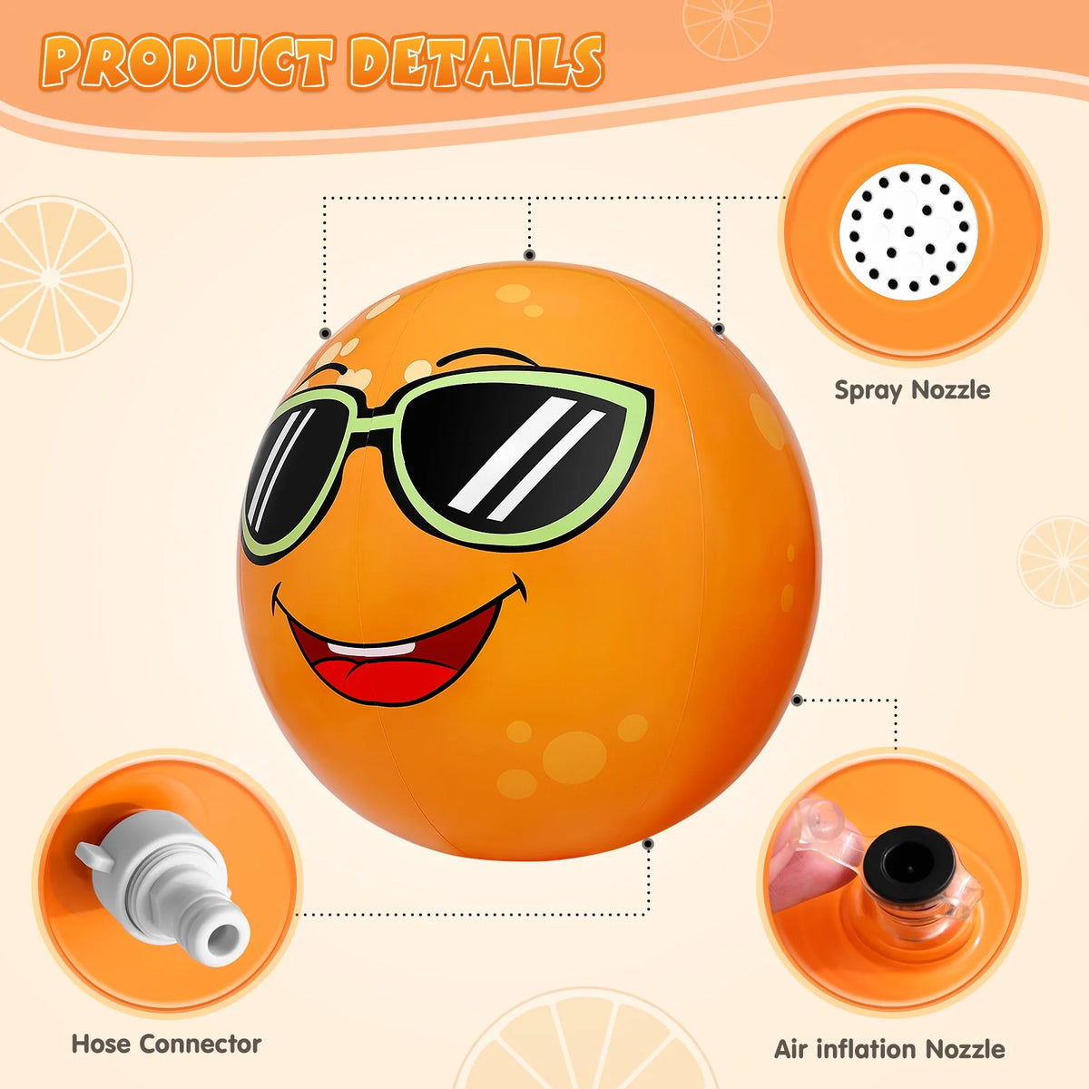 Orange Shaped Inflatable Sprinkler Water Toy X221308