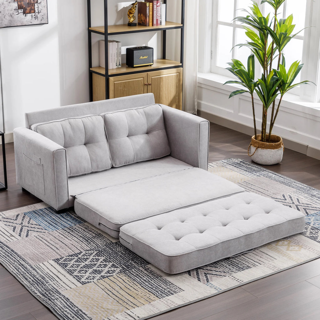 Grey Upholstered Loveseat Sofa with Pull-Out Bed J203082